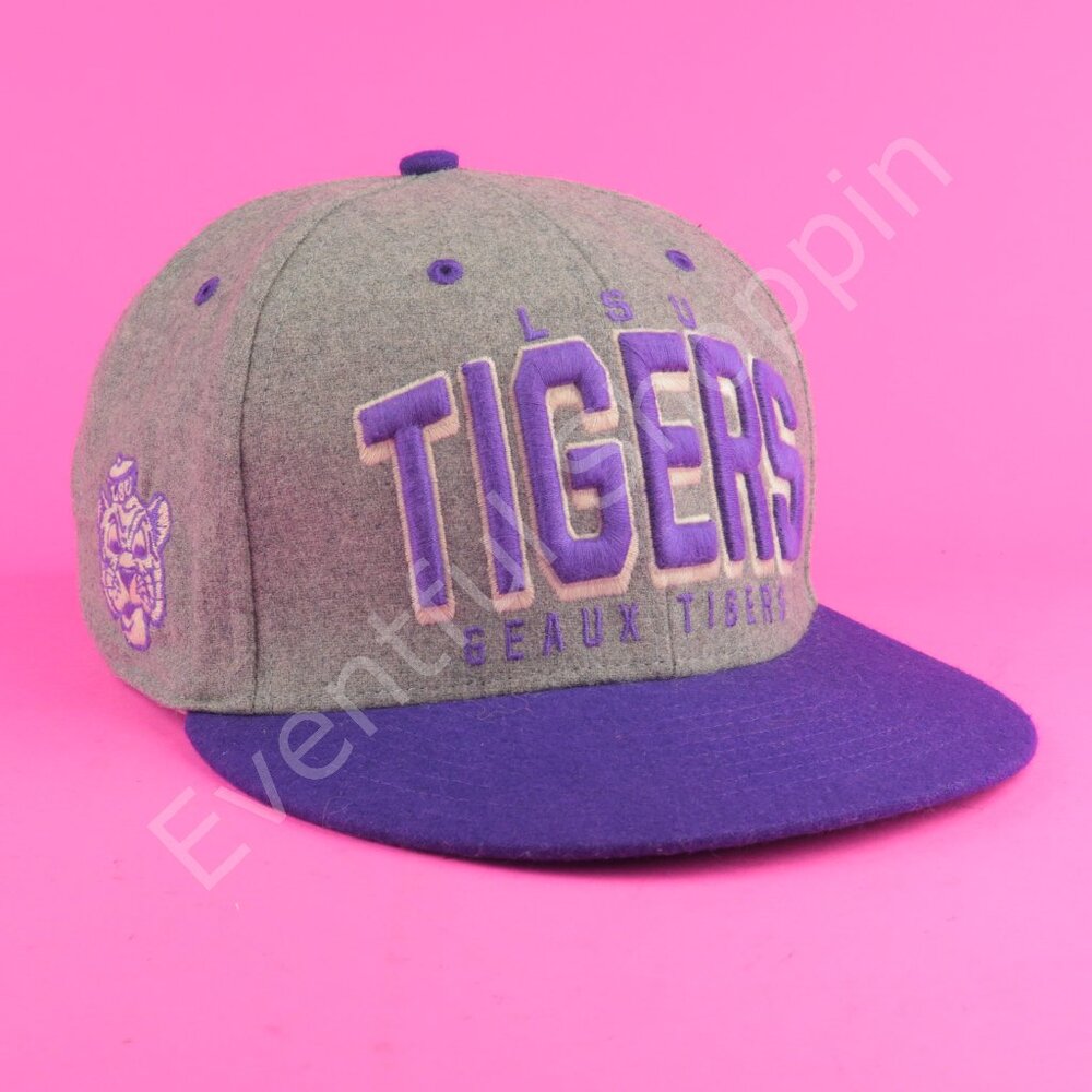 47 LSU Tigers Hat Mens Gray Purple Wool Flannel Snapback